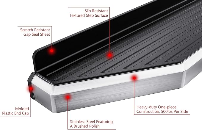 APS 6in 304 Stainless Steel (Polished Flat Style) Running Boards Side Bars Side Steps Compatible with Ford F150 2015-2025 Regular Cab & F-250 F-350 Super Duty 2017-2025