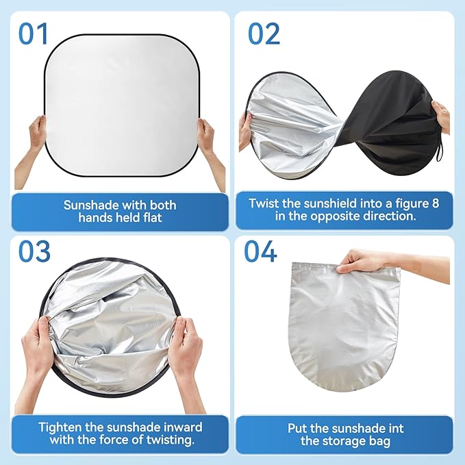 ARANA Semi Truck Sun Shade for Windshield丨240T Thicken Sunshade for Semi-Truck Front and Side Window丨Foldable Windscreen Sun Visor Fit Semi, Commercial, Big Rig Trucks, RV丨163 x36