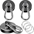 MIKEDE Strong Magnetic Hooks, 70LBS Magnetic Hooks Heavy Duty with Carabiner Hook, Strong Neodymium Magnets Hooks, Black Magnetic Hanger for Hanging, Kitchen, Grill, Locker, Cruise Ship Cabin - 3 Pack