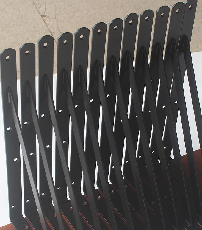 6 Pack L18 x H 12" Black Heavy Duty Shelf Brackets with Screws Metal Shelf Brackets Shelf Support Angle Brackets for Shelves L Brackets Heavy Duty Floating Shelf