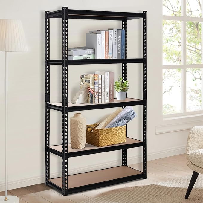 PACHIRA E-Commerce 5 Tier Storage Shelves 31.5" W x 15.75" D x 72" H, Adjustable Metal Shelving Heavy Duty Garage Shelving Unit Utility Rack Shelf for Storage Warehouse Pantry Closet, Black