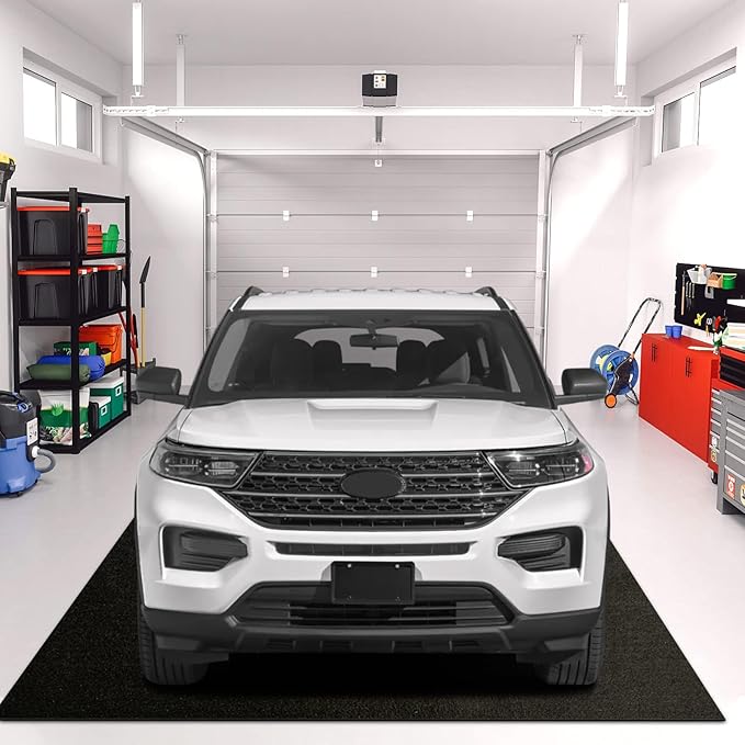 7.8x16 FT Garage Floor Mat for Golf Cart, Mid-Size SUV, Non-Slip Heavy Duty Oil Mat, Under Car Containment Garage Rugs, Felt and Rubber Material Mat
