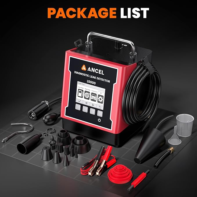ANCEL L5000 Automotive Smoke Machine Leak Detector with Built-in Air Pump, Low/High Pressure Modes for EVAP Turbo & More, High-Precision LCD Screen, Adjustable Pressure Detects Micro to Major Leaks