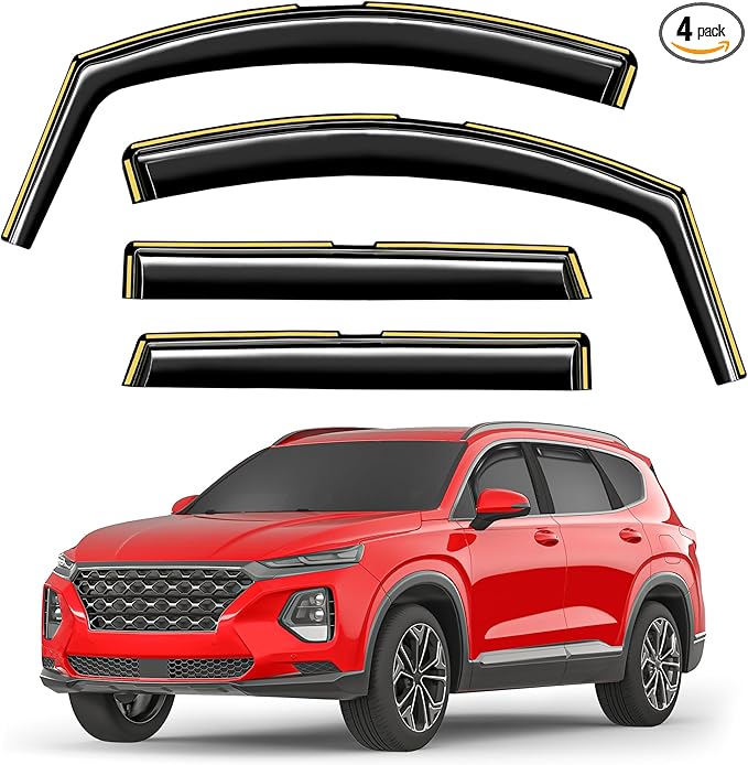 in-Channel Window Rain Guards Fit for Hyundai Santa Fe 5 Seats 2019-2023(Not for XL 7-Seats) Extra Durable Window Visors Window Deflectors Vent Visors Vent Shades Car Accessories-4 pcs 2-Q16