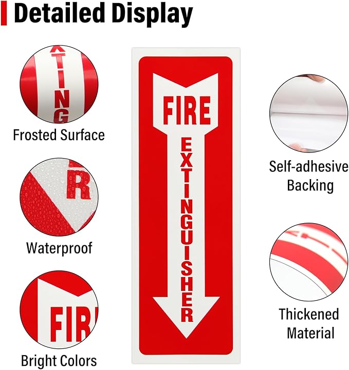 Madrigal Fire Extinguisher Glow in the Dark Sticker Sign,fire extinguisher sign,4Pack-4x12"Premium Self-Adhesive Vinyl for UV, Weather, Scratch, Water and Fade Resistance, Indoor and Outdoor