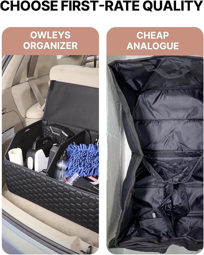 Car Storage Organizer Bundle - Two Foldable Crates For Groceries, Gear & Trips - Durable SUV And Truck Storage Set - Thoughtful Birthday Gifts For Drivers (Black 17+21)