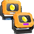 Adelante 2Pack Magnetic Work Light Rechargeable, 1500LM LED Work Light, 360° Rotating Stand 3 Color Temperature 12 Modes Waterproof Bright Flashlight for Mechanic, Shop, Working on Cars, Power Outages