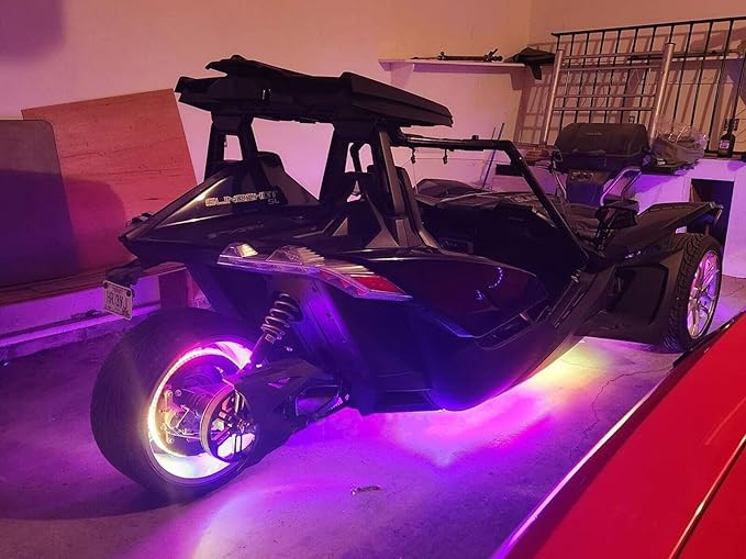 3PCS 4FT Quad Row Brightest Chasing Dream Color LED Light Strips for Making Polaris Slingshot Wheel Well Lights Car Truck Rear Hood Grille Bluetooth + Remote + Switch Control