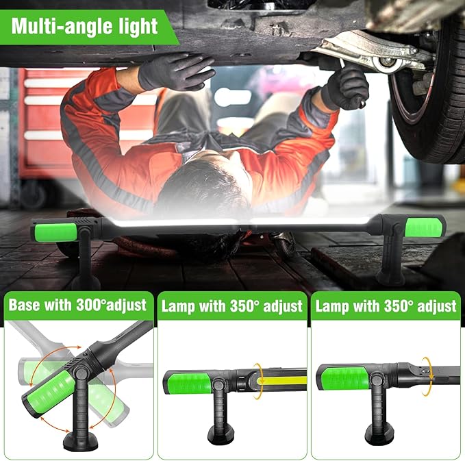 SYLSTAR Work Light for Mechanic, 2400LM LED, 4400mAh Rechargeable, Magnetic, Underhood Work Light with Hooks for Car Repairing/Inspection/Garage/Workshop/Emergency