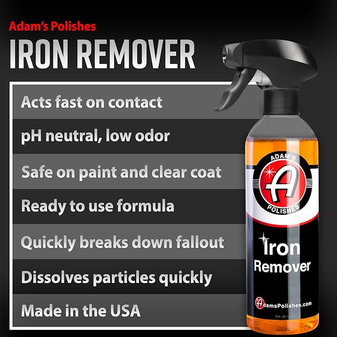 Adam's Iron Remover (16oz, 2 Pack) - Fallout & Iron Remover Spray for Car Detailing Removes Iron Particles in Auto Paint, Wheels, Motorcycle, RV & Boat - Use Before Clay Bar, Wax or Car Wash