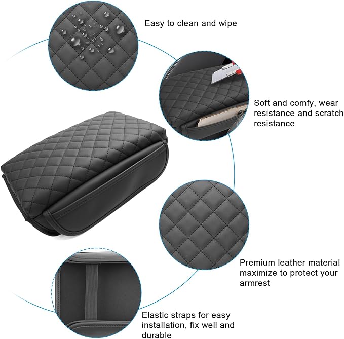 SXCY for 2024 2025 Crosstrek Armrest Cover (Thickened) for Subaru Crosstrek 2025 Accessories 2024 Crosstrek Center Console Cover 2025 Crosstrek Middle Console Cover (Checked, with Side Pockets)