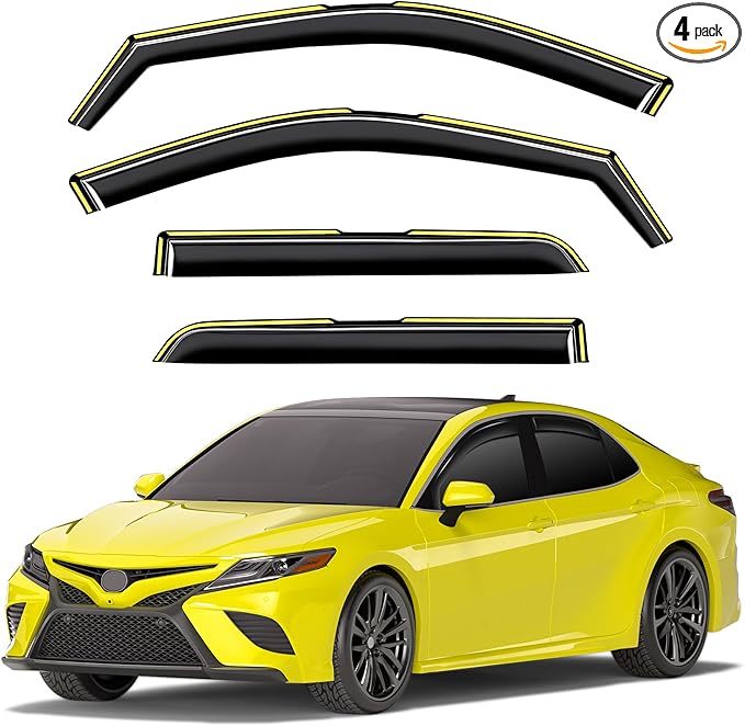 in-Channel Window Rain Guards Fit for Toyota Camry 2018 2019 2020 2021 2022 2023 2024 Extra Durable Window Deflectors Vent Visors Shades Exterior Car Accessories Visors Rain Guards - 4 pcs