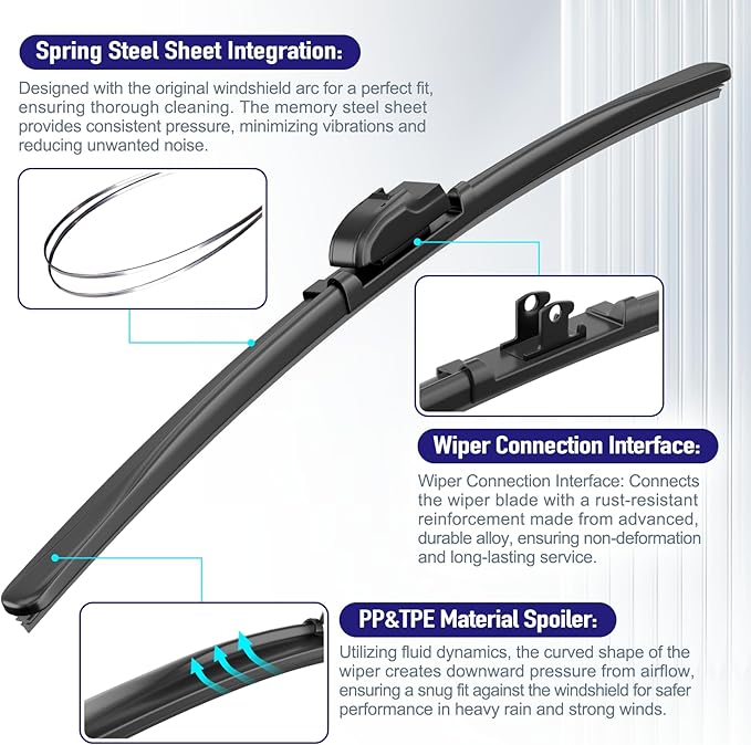 AJK Wiper Blades for Acura MDX 2007 2008 2009 2010 2011 2012 2013, 2 Piece All Weather OEM Quality Automotive Replacement Windshield Wiper Blades for My Car