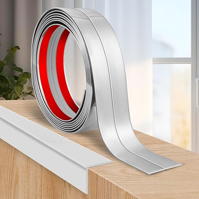 Flexible Wall Corner Protector Moulding Trim Peel and Stick Wall Corner Guards Edge Protector Self Adhesive Molding Trim Strip for Edge Ceiling (Silver, 0.8 in x 40 Ft)