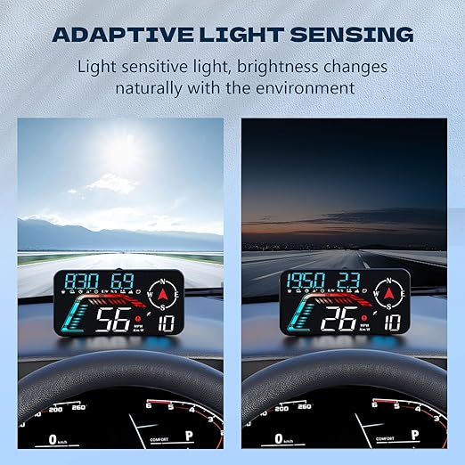 Hud Car Head Up Display G12 with HD LED Display for All Speedometer for All Speedometer Models, with Adaptive Light Sensing