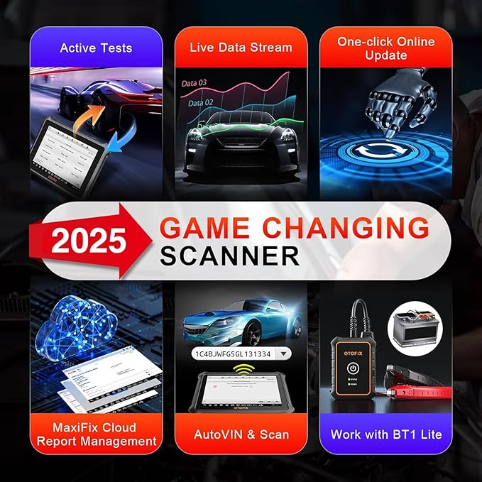 OTOFIX D1 Lite 2025 Bidirectional Scan Tool, 2 Years Free Update, 38+ Services, All System Diagnostic Scanner, Active Tests, AutoAuth FCA SGW, AutoVIN, CAN FD & DoIP, 99% Car Coverage