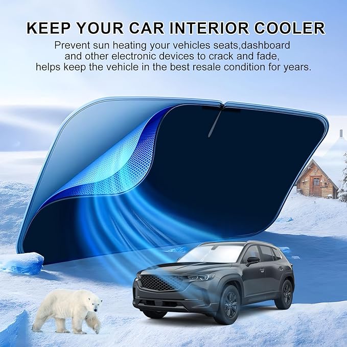 T TGBROS Windshield Sun Shade for Mazda CX-50 2023-2025 2026 Front Window Sunshade Sun Shield Foldable Sun Visor Cover for CX50 Accessories Block Heat and Sun Protection