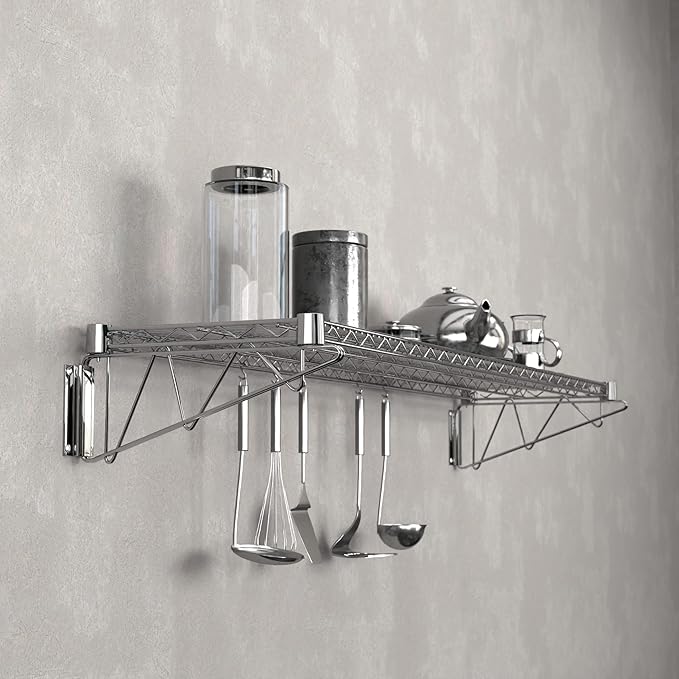 14" x 48" Chrome Wire Wall Mount Shelf