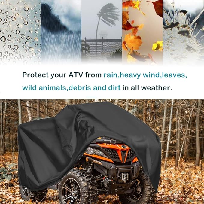QYMOTO ATV Cover,Large ATV Cover XL 2-UP 4 Wheeler Quad Outdoor Full Protection Heavy Duty 420D Waterproof Windproof for CFMOTO Cforce,Polaris Sportsman 570,Can am Outlander 570 850,Ya maha Grizzly