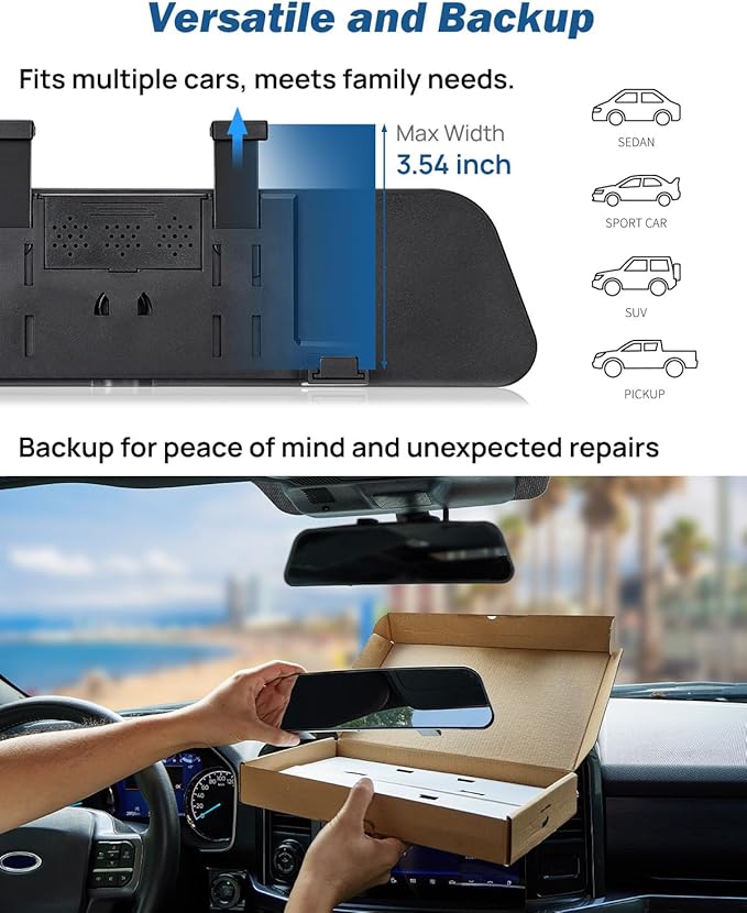 JOYTUTUS Rearview Mirror, 2 pack 12 Inch Panoramic Interior Clip-on Wide Angle Convex Rear View Mirror, Reduce Blind Spot Effectively for More Car SUV Trucks -Clear