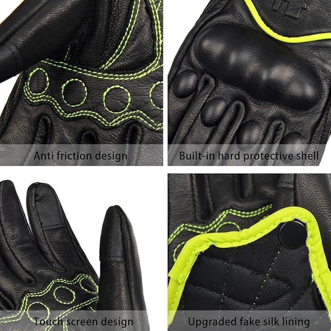 Harssidanzar Women's Motorcycle Gloves,Leather Motorcycle Gloves, Motorbike Gloves, Road Racing, Cycling, Climbing, Powersports Gloves Touchscreen GL016