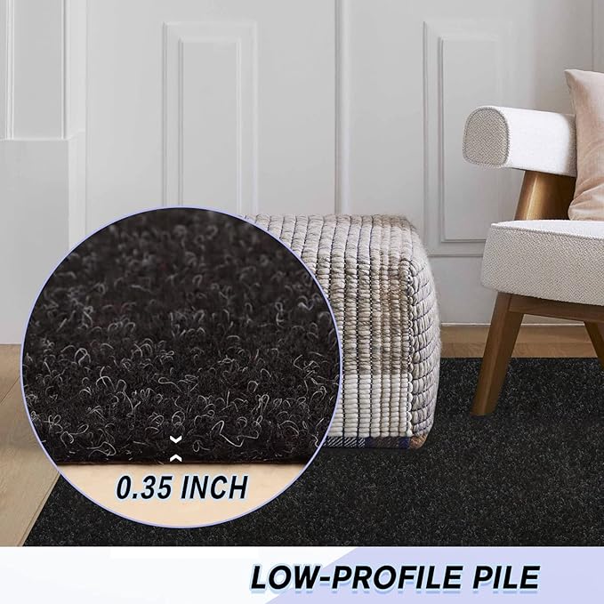 Custom Size Backed Non-Slip Area Rugs Runner, Easy Clean, Waterproof Runner Rugs for Hallway Entryway, Kitchen, Laundry, 3FT x 50FT, Black