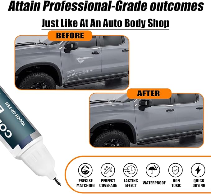 Slate Gray Metallic(GNO/WA633D) Touch Up Paint Compatible with Chevrolet, Car Paint Pen Scratch Repair Two-In-One Touch Up Paint, Premium Car Scratch Remover for Deep Scratches