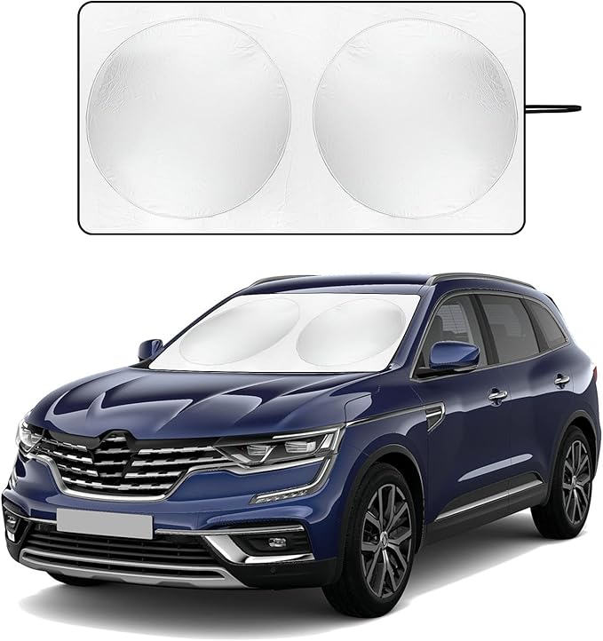 Windshield Sun Shade with Storage Pouch for SUVs, Durable 190T Polyester Sun Shield for Front Window, Portable Carry Car Accessories, Standard (63 inches x 34 inches)
