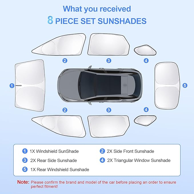 8pcs Car Window Shades for Lexus RX2023-Present Accessories,Windshield Side Rear Full Sunshade,Sun Visor UV Blocking, Privacy Protection and Blackout for Camping Outdoor