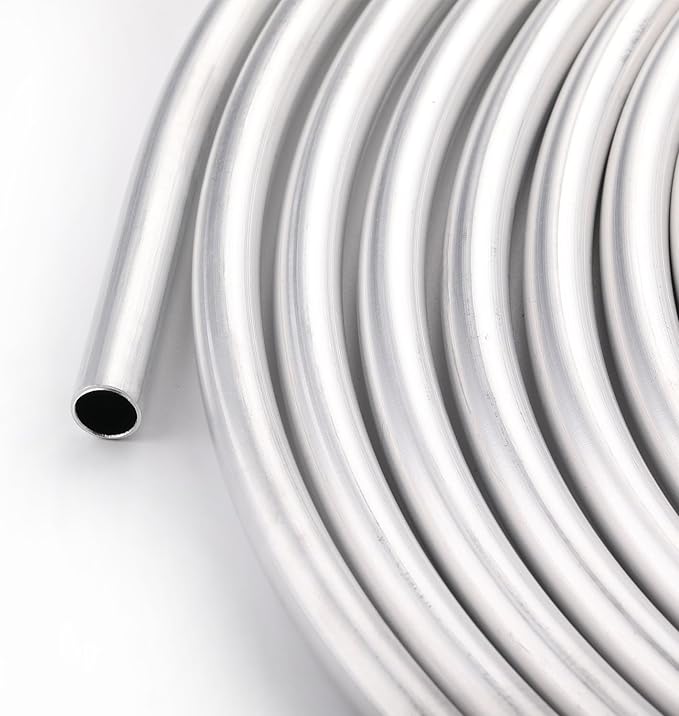 1/2" OD Aluminum Hard Fuel Line Hardline Tube Tubing Coil 25 Feet Roll