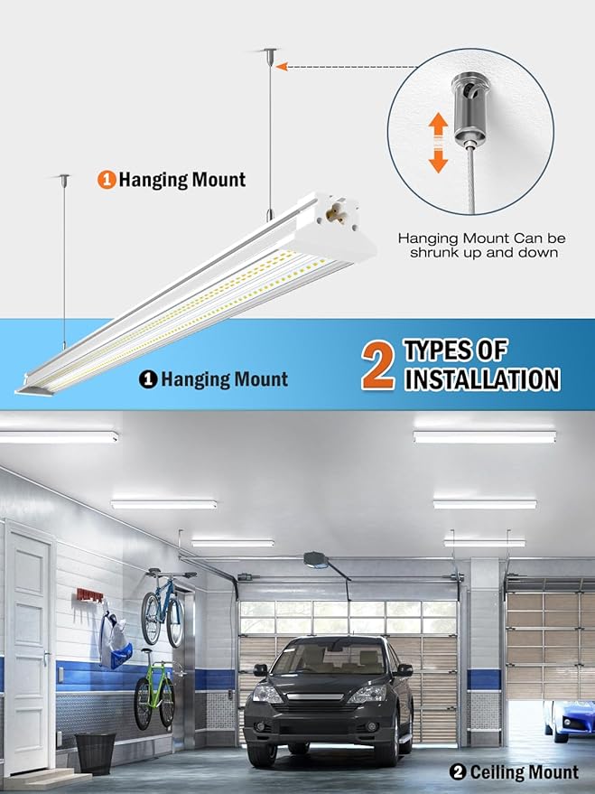 Upgrade Super Bright Hanging | Surface Mount 4' 10000LM 5000K 60W Linkable 4FT Led Shop Light, 4FT Led Shop Light for Workshop Garage Lighting Factory Warehouse Shop Workbench 4 Pack
