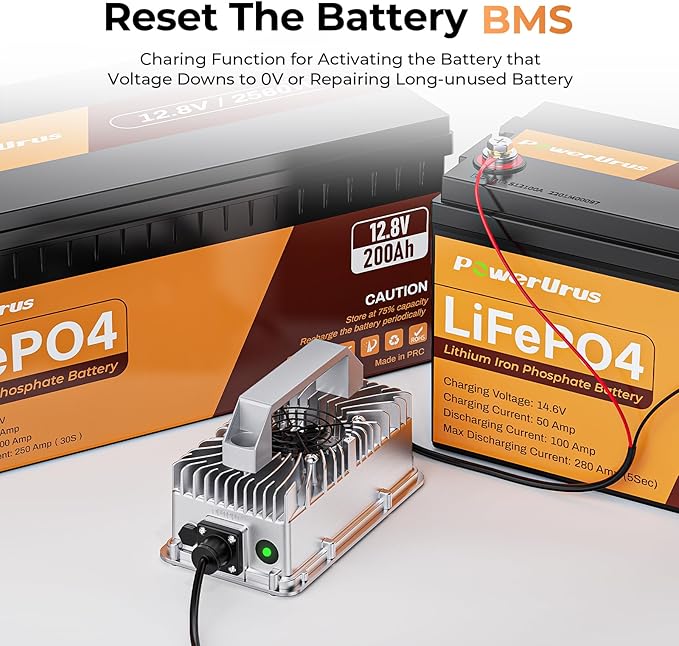 12V 30A LiFePO4 Battery Charger, PowerUrus 12V Lithium LiFePO4 Battery Charger 14.6V Lithium Battery Chargers, 30A Smart Battery Maintainer, Designed for 12v LiFepO4 Deep Cycle Rechargeable Batteries