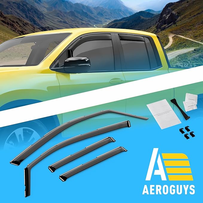 Extra Durable Window Deflectors in-Channel Window Visors Rain Guards Fit for Honda Ridgeline 2017-2025, Sun Visors, Wind Vent for Shades, Exterior Car Accessories - 4 pcs. AG0856