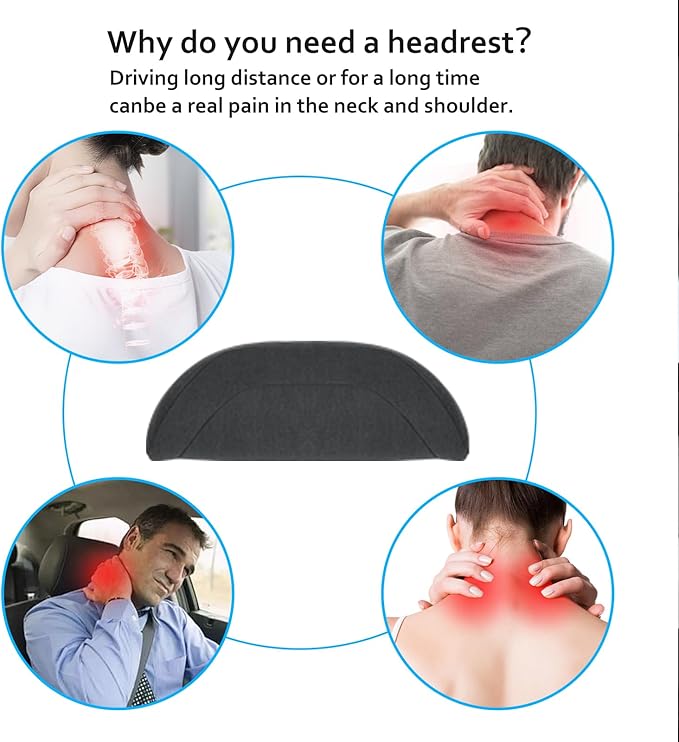 Car Headrest Pillow for Driving, Softness Ergonomic Design Universal Travel Neck Pillow for Most Cars, Office Chairs, Gaming Chairs with Extra Filler Cotton Bag (Black, 2PC)