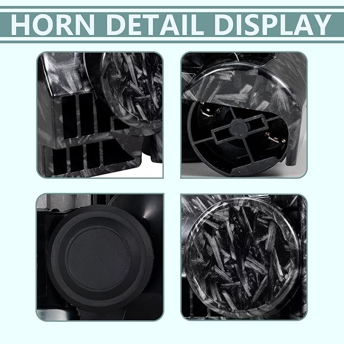 Loud Car Horn with Relay,150dB Train Horn for Motorcycle,12V Air Horns for Car,Black & Gray Personalized Pattern,Dark Style Motorcycle Waterproof Snail Horns