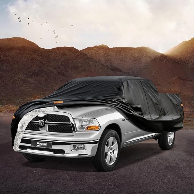 Kayme Truck Cover Custom Fit Dodge Ram 1500(1994-2001) Regular Cab Short Bed. Full Exterior Heavy Duty Outdoor Pickup Truck Car Cover Waterproof All Weather.Car Tarp for Wind Sun Dust Protection.Black