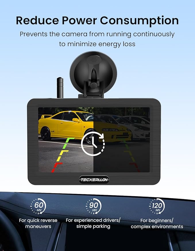 Backup Camera, Solar Wireless Backup Camera with 5" 1080P Monitor, Vehicle Backup Cameras with 5000mAh Solar Battery, IP69K Waterproof Rear View Camera for Car, Van, SUV, Truck, Trailer