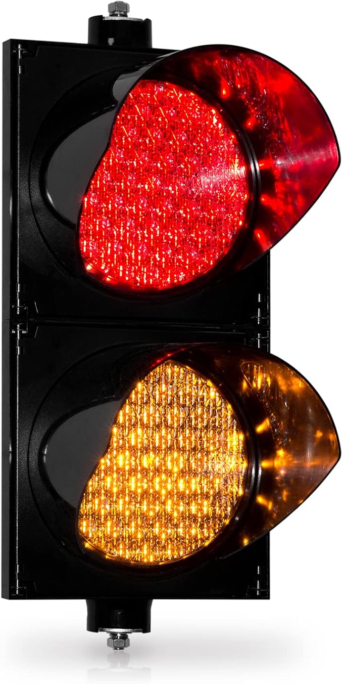 BBMI AC85-265V Red/Yellow 200mm(8inch) Traffic Light, Stop and Go Light, Led Traffic Signal Light, PC Housing Outdoor Waterproof IP65 Industrial, Cobweb Lens Led Warning Light.