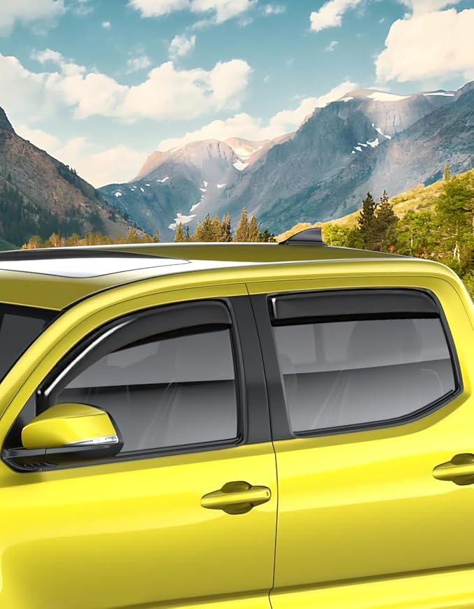 in-Channel Window Rain Guards Fit for Truck Toyota Tacoma 2016 2017 2018 2019 2020 2022 2023 Double Cab Extra Durable Window Deflectors Vent Visors Shades Exterior Car Accessories