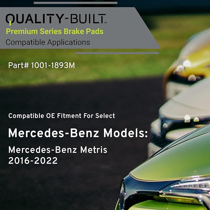 Premium Semi-Metallic Rear Brake Pads (1001-1893M) Compatible with Mercedes-Benz Metris 2016-2022