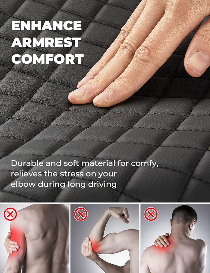 ISSYAUTO Center Console Cover Armrest lid Cover Compatible with 2009-2024 Ram, Leather Arm Rest Covering for Car, Well-Make Durable Middle Console Cover Armrest Box Protective Cover