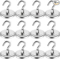 LOVIMAG 100LBS Heavy Duty Magnetic Hooks, Strong Neodymium Magnet Hooks for Hanging, Rare Earth Magnets with Hooks for Locker Accessories, Kitchen, Classroom, Office, Ceiling,Cruise Cabins, etc-12pcs