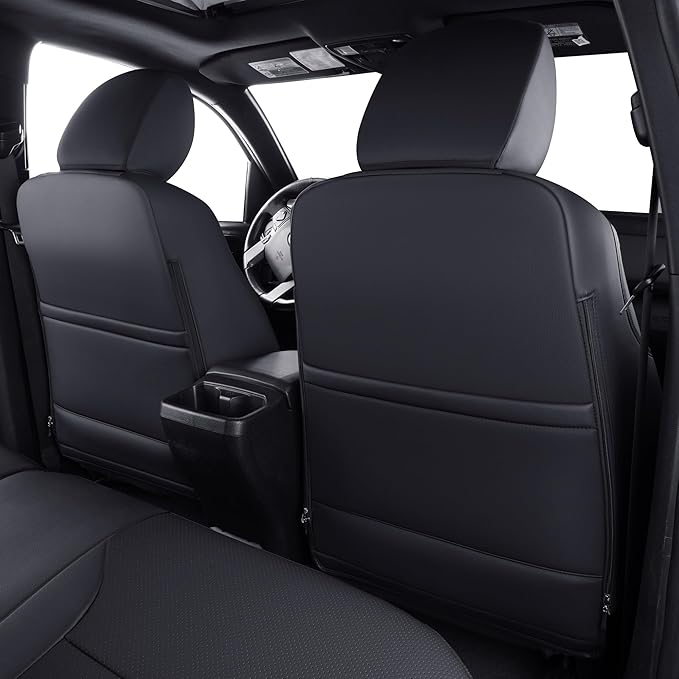 LUCKYMAN CLUB Tacoma Custom Fit Seat Covers for 2024 2025 Tacoma Crew Cab with Faux Leather (Black & Red)