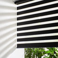 Persilux Custom Size Cordless Zebra Blinds for Windows Free-Stop Roller Windows Shades Dual Layer Light Control for Day and Night, Light Filtering Sheer Shades for Home and Bedroom Black