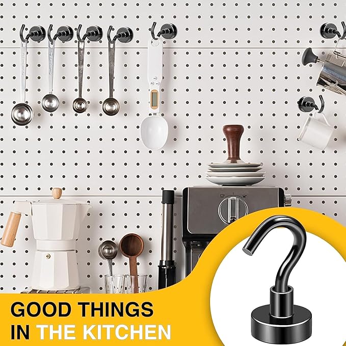 DIYMAG Magnetic Hooks, 30Lbs Strong Heavy Duty Cruise Magnet S-Hooks for Classroom, Fridge, Hanging, Cabins, Grill, Kitchen, Garage, Workplace and Office Etc, (500Pack-Black),Screw in Hook