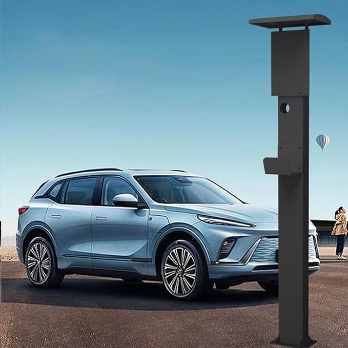 EV Charger Pedestal, Outdoor Electric Vehicle Charger Stand, Freestanding Charging Station Stand Accessory, Corrosion Resistant, 201 Steel, for All Level 2 Chargers
