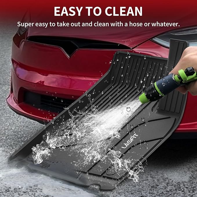 LASFIT Floor Mats for Tesla Model X 6 Seater & Model X Plaid 2025 2024 2023 2022 2021, All Weather TPE Custom Fit Floor Liners 1st & 2nd & 3rd Front & Rear Row Car Mats, Black
