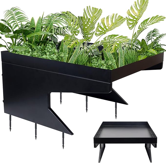 Weatherproof Robotic Lawn Mower Garage with Planter Compatible for All Robotic Lawn Mower Heavy-Duty Metal Shelter for Lawn Mower (27''x24''x14'') UV Protection & Drainage System