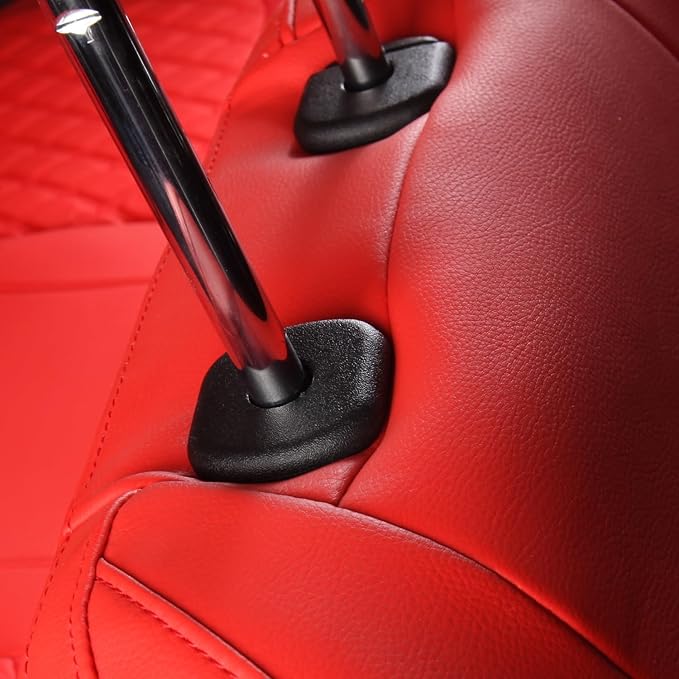 GIANT PANDA Customized Full Set Car Seat Covers for Jeep Wrangler 4 Door JL Sahara Sport Rubicon Unlimited Willys 2018 2019 2020 2021 2022 2023 2024 2025 Without Rear Cup Holder,Faux Leather - (Red)