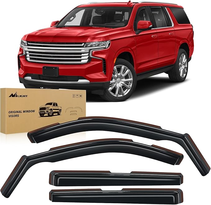 Nilight Durable in Channel Rain Guards for Chevy Suburban 2021 2022 2023 2024 2025 Window Deflectors, Vent Window Visors-4pcs